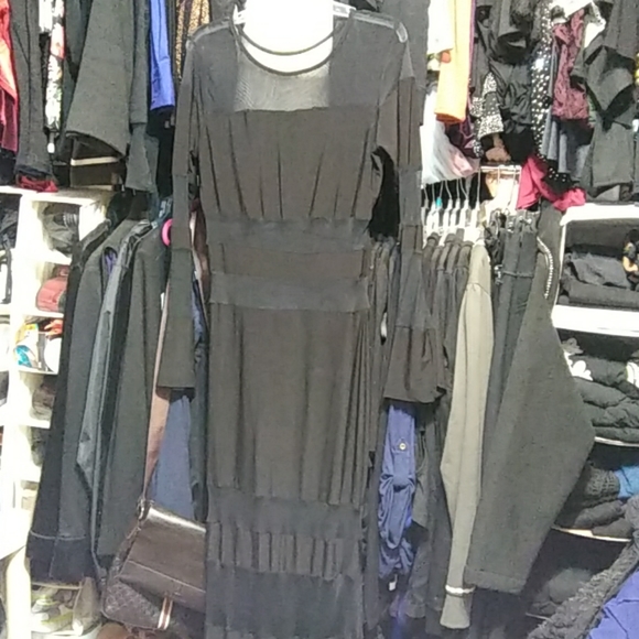Black mesh long stretchy dress size XL - Picture 4 of 5